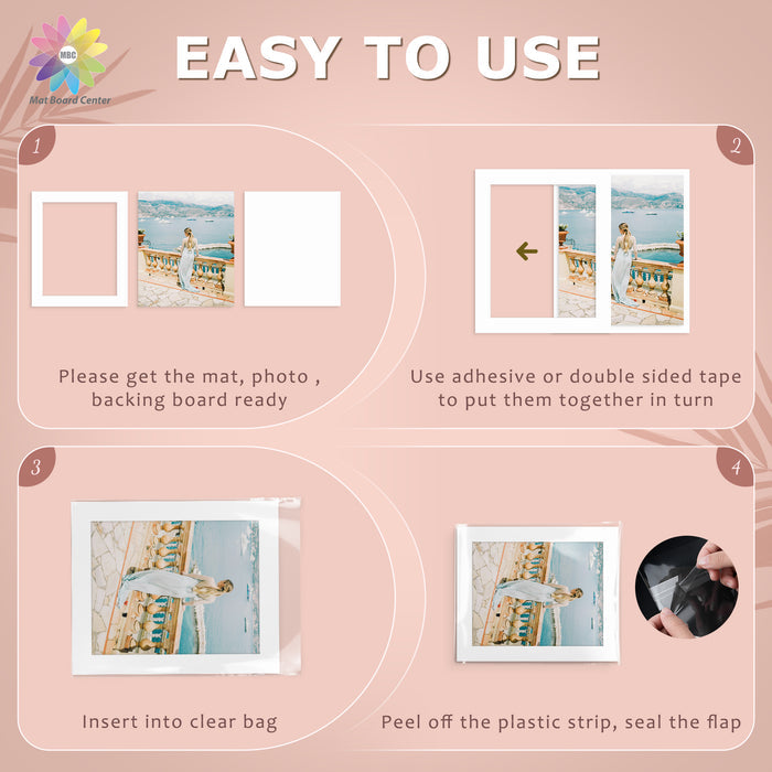 10 Pack 20x24 Whitecore Pre-Cut Mat Board for 16x20 Photo + Backing + Bag