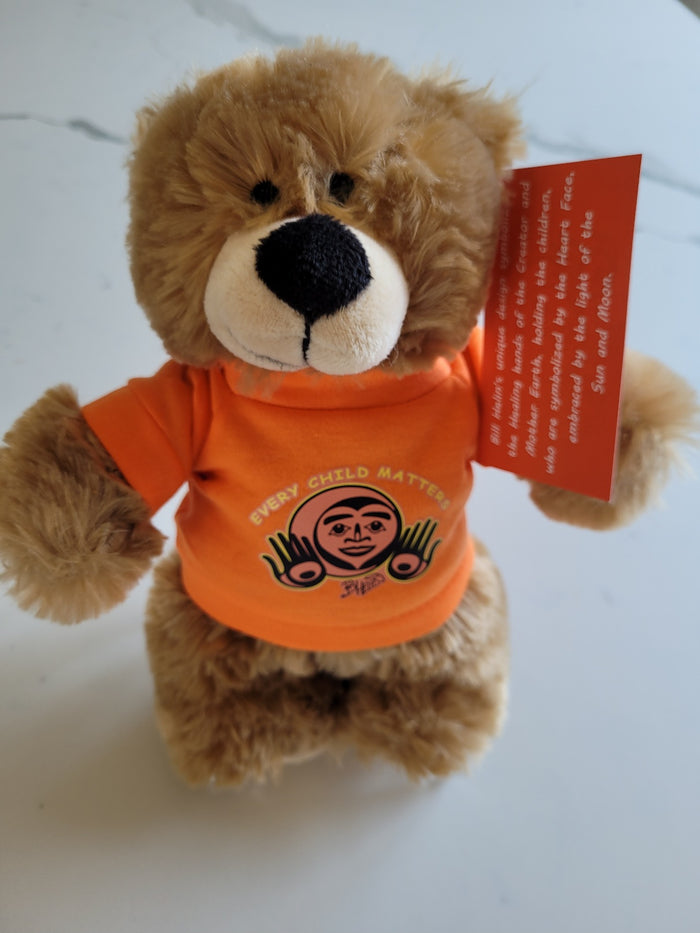 10" Teddy Bear stuffie with Every Child Matters Tshirt, a Native artist Bill Helin design indigenous art gift by Bill Helin Canada