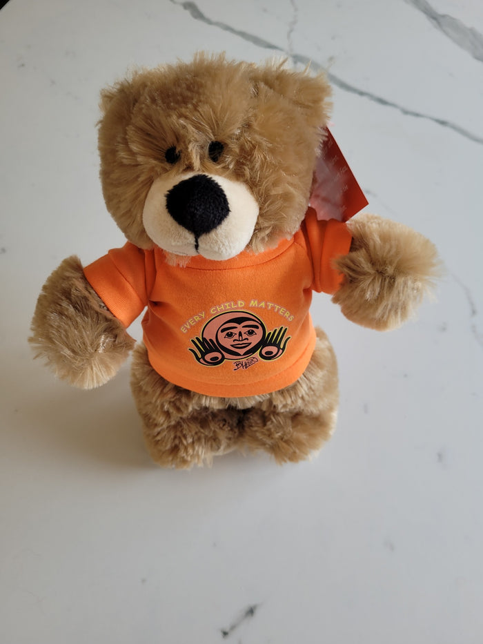 10" Teddy Bear stuffie with Every Child Matters Tshirt, a Native artist Bill Helin design indigenous art gift by Bill Helin Canada