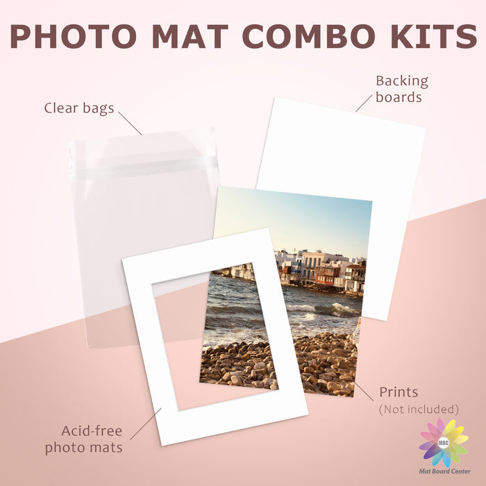 100 Pack 11x14 Whitecore Pre-Cut Mat Board + Backing + Bag