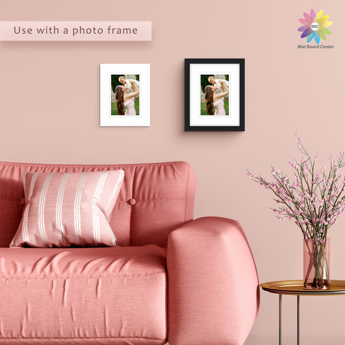 100 Pack 8x10 Double Mat For 5x7 Photos + Backing + Bag