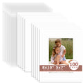 100 Pack 8x10 Whitecore Economy Pre-Cut Mat Board + Backing + Bag 5x7 (4.5x6.5 exact opening) N501 White