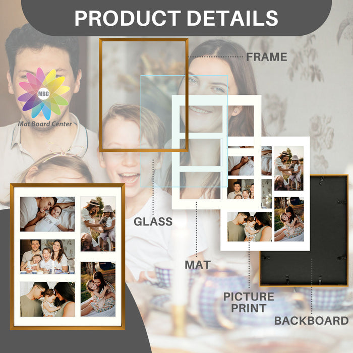 11x14 Aluminum Collage Picture Frame for Five 4x6 Photos Bronze (6 Pcs per Box)