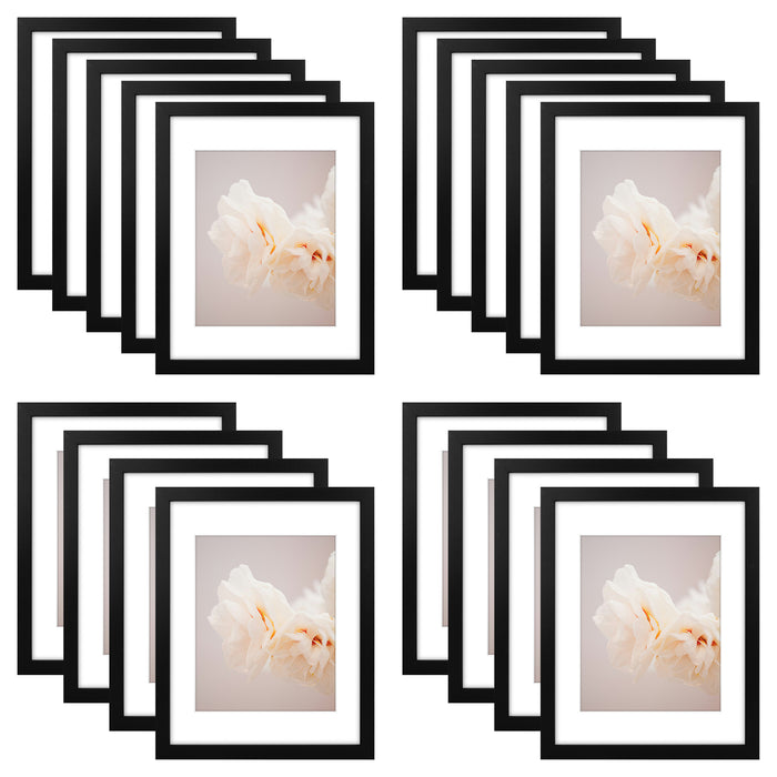 11x14 Black Picture Frame for 8x10 photo With White Mat (18 Pcs Per Box)