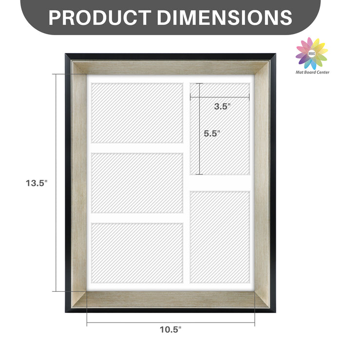 11x14 Collage Picture Frame Displays Five 4x6 Pictures Black/Silver Color (8 Pcs per Box)