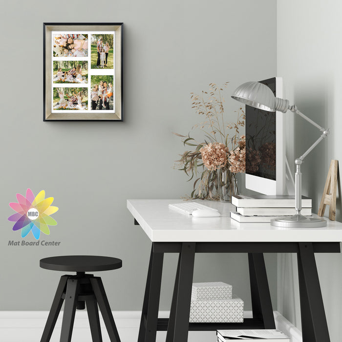 11x14 Collage Picture Frame Displays Five 4x6 Pictures Black/Silver Color (8 Pcs per Box)