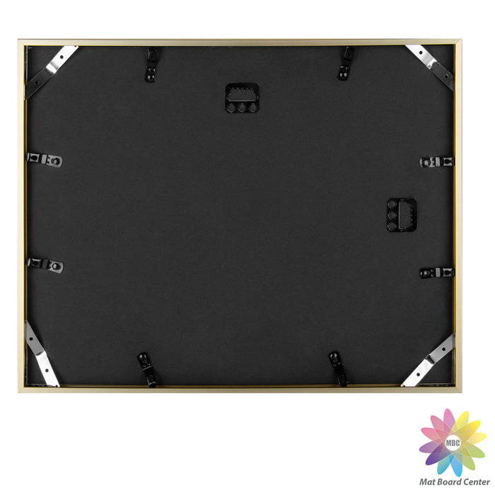 11x14 Gold Aluminum Frame with White Mat and Real Glass (6 Pcs Per Box)