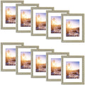 11x14 Ornate Picture Frame for 8x10 Photo with White Mat and Real Glass Silver Beige Color (10 Pcs per Box)