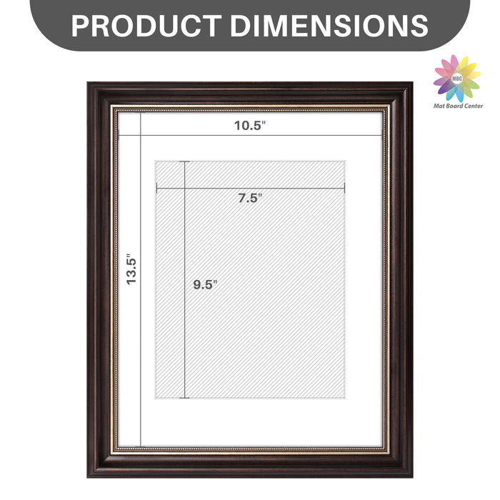 11x14 Ornate Picture Frame with White Mat for 8x10 Photo Brown and Ornate Gold Color (10 Pcs per Box)
