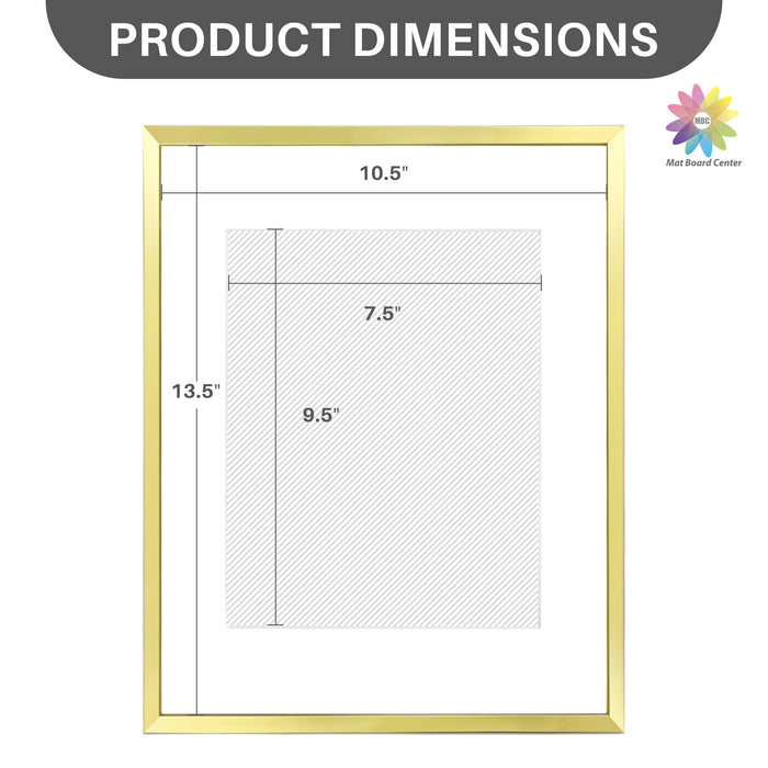 11x14 Picture Frame For 8x10 Photo With White Mat and Plexiglass Gold (12 Pcs per Box)