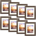 11x14 Picture Frame For 8x10 Picture With Ivory Mat & Real Glass Brown Color (8 Pcs Per Box)