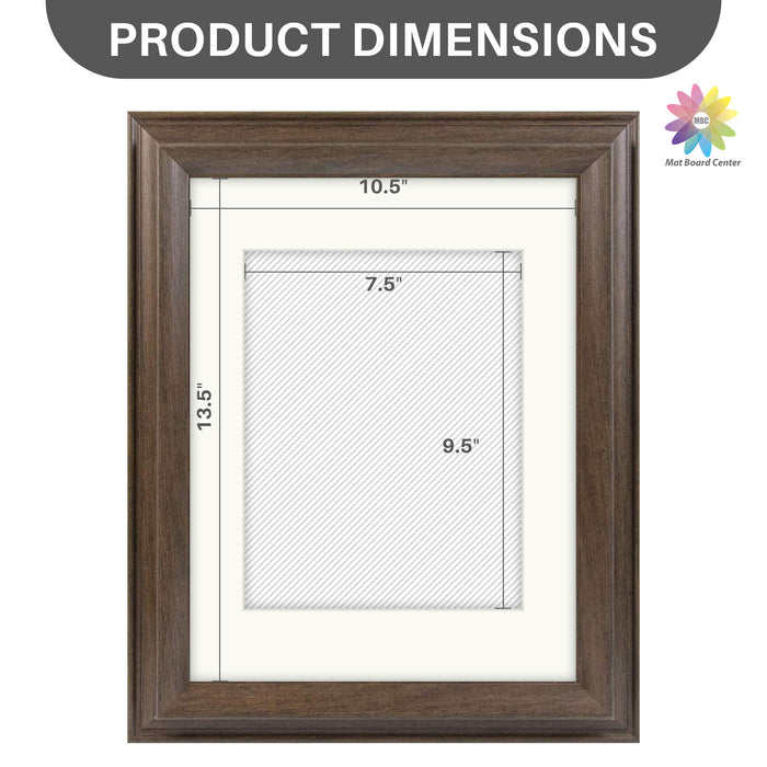 11x14 Picture Frame For 8x10 Picture With Ivory Mat & Real Glass Brown Color (8 Pcs Per Box)