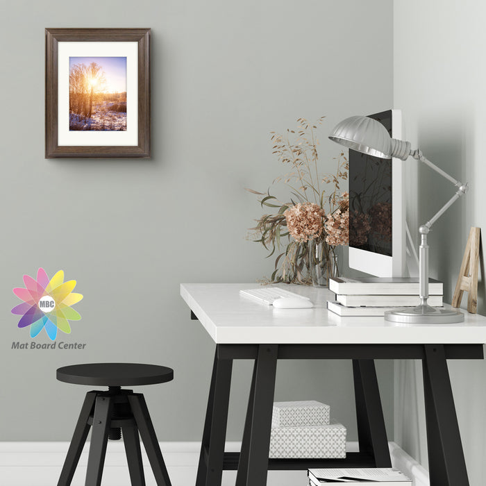 11x14 Picture Frame For 8x10 Picture With Ivory Mat & Real Glass Brown Color (8 Pcs Per Box)