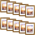11x14 Picture Frame for 8x10 Picture with White Mat and Real Glass Dark Gold Color (10 Pcs per Box)
