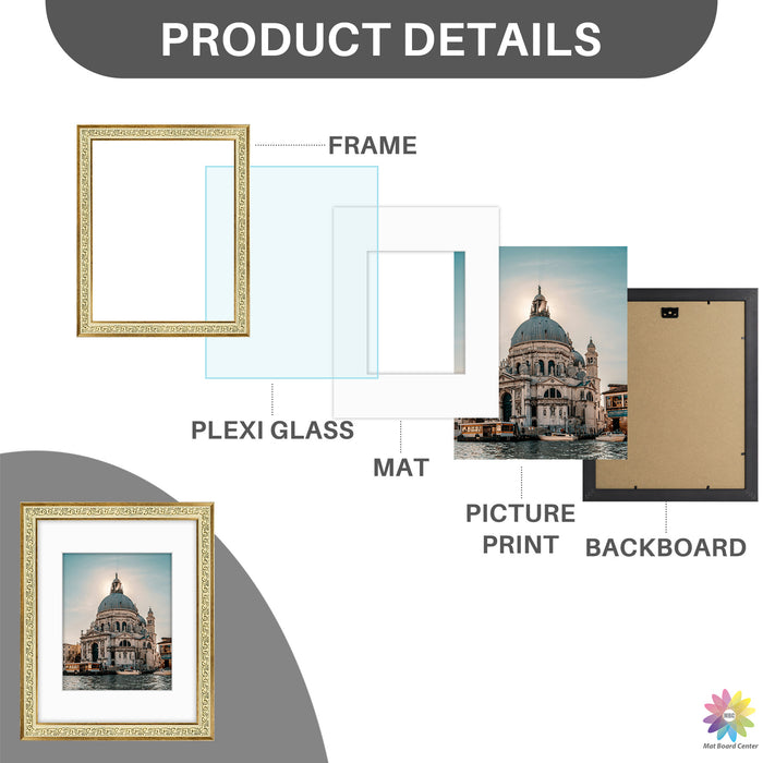 11x14 Picture Frame with White Mat for 8x10 Photo (10 Pcs Per Box)