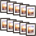 11x14 Picture Frame with White Mat for 8x10 Pictures Black with Burgundy and Gold Trim (10 Pcs per Box)