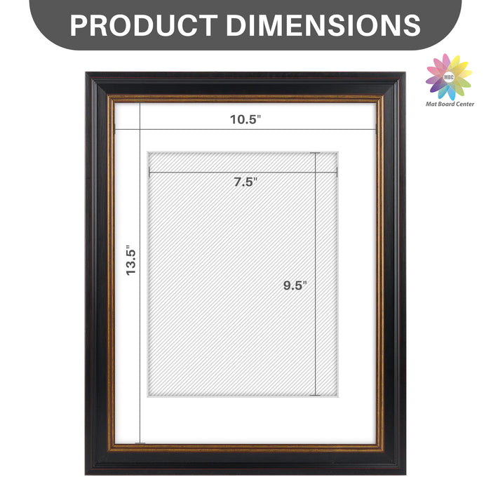 11x14 Picture Frame with White Mat for 8x10 Pictures Black with Burgundy and Gold Trim (10 Pcs per Box)