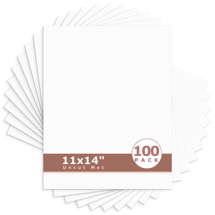 11x14 Uncut Mat Boards - Pack of 100 White