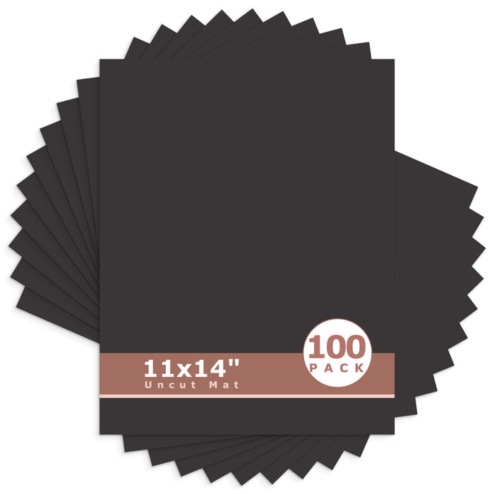 11x14 Uncut Mat Boards - Pack of 100 Black