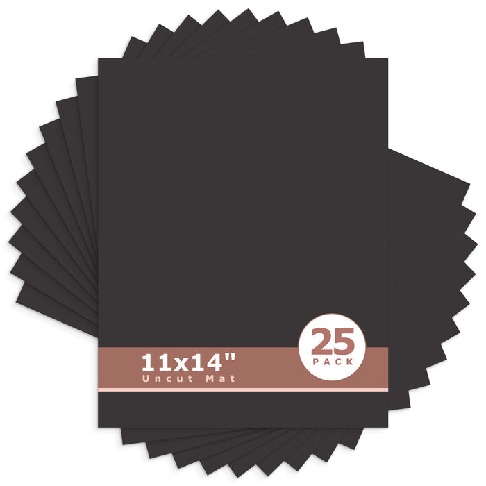 11x14 Uncut Mat Boards - Pack of 25 Black