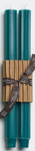 12" Fluted Church Taper Candles - Turquoise