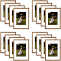 12x16 Brown Picture Frame for 8.5x11 Photo with White Mat and Plexiglass (16 Pcs per Box)
