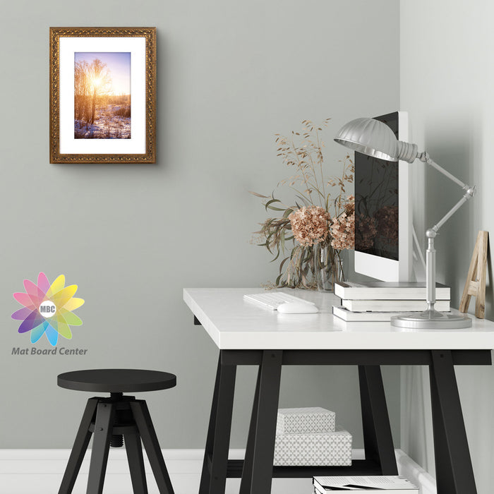 12x16 Ornate Photo Frame with White Mat for 8x12 Photo Bronze Color (10 Pcs per Box)