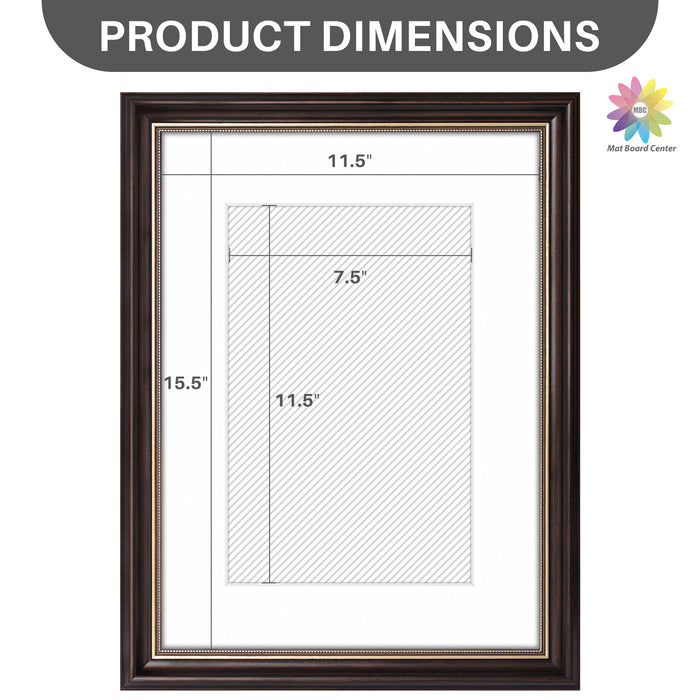 12x16 Ornate Picture Frame for 8x12 Photo with White Mat Brown and Ornate Gold Color (8 Pcs per Box)