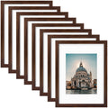12x16 Picture Frame for 8.5x11 Photo with White Mat and Plexiglass (8 Pcs Per Box) Brown