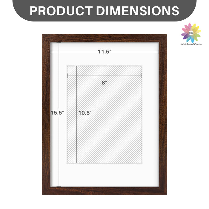 12x16 Picture Frame for 8.5x11 Photo with White Mat and Plexiglass (8 Pcs Per Box)