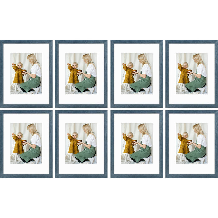 12x16 Picture Frame for 8.5x11 Photo with White Mat and Plexiglass (8 Pcs Per Box) Blue