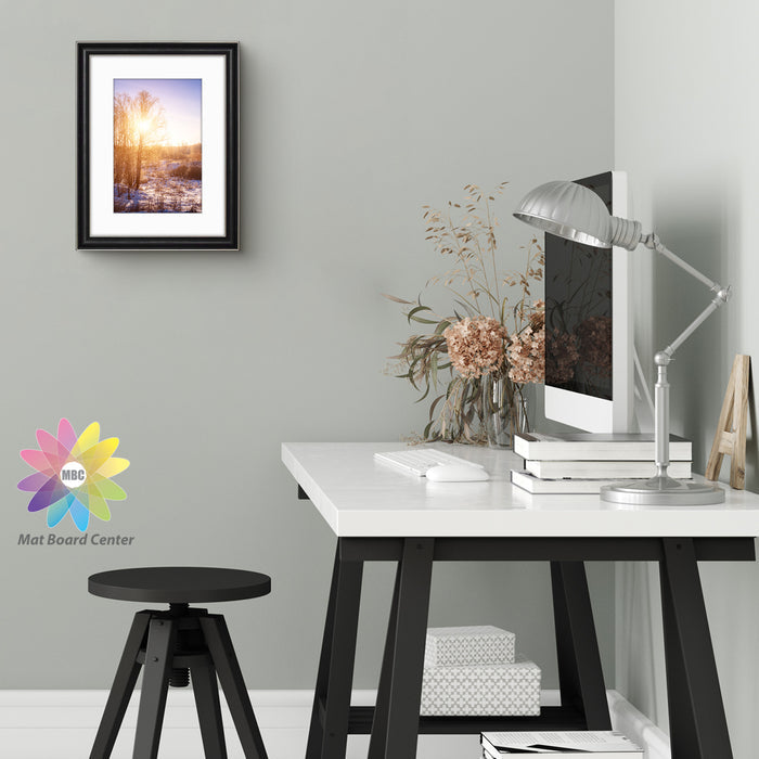 12x16 Picture Frame for 8x12 Photo with White Mat Silver Trim Black-Dark Brown Inner Panel (10 Pcs per Box)