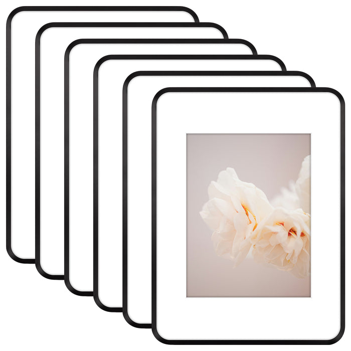 12x16 Round Corner Aluminum Picture Frame with White Mat for 8.5x11 Picture(6 Pcs Per Box) Black