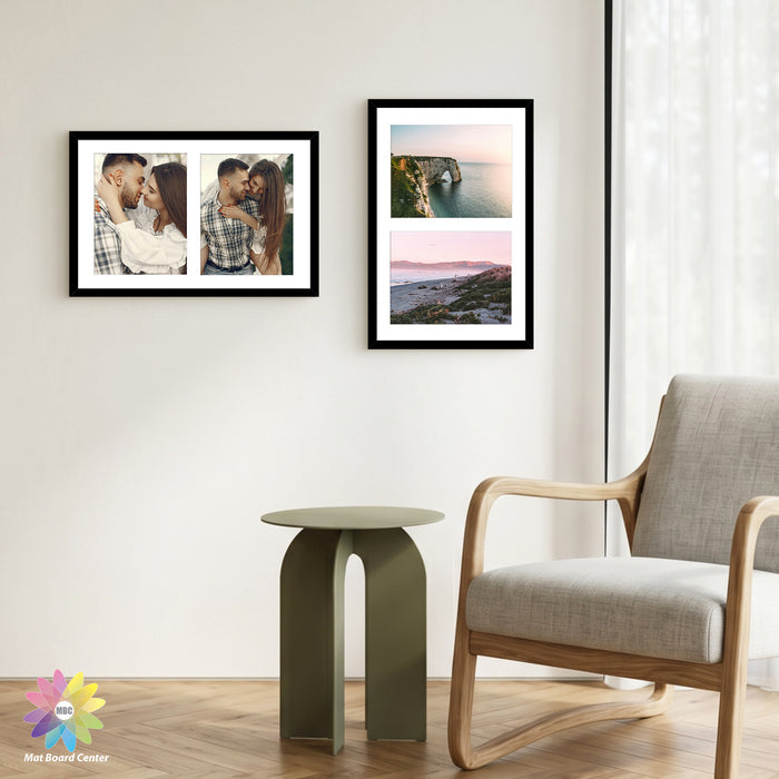 12x19 Black Wood Picture Frame Displays Two 8x10 Photo (8 Pcs Per Box)