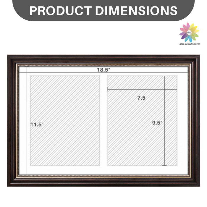 12x19 Collage Picture Frame with White Mat Displays Two 8x10 Photo Brown and Ornate Gold Color (6 Pcs per Box)