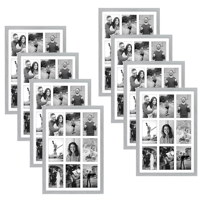 13.6x19.7 Collage Picture Frames for Nine 4x6 Pictures Wood Frames(8 Pcs per Box) Grey