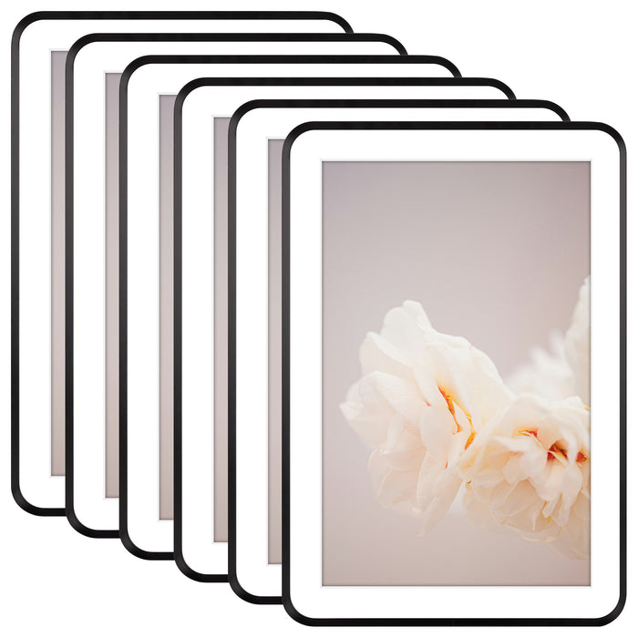 13x19 Round Corner Aluminum Picture Frame with White Mat for 11x17 Picture(6 Pcs Per Box) Black