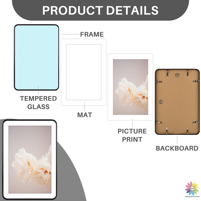 13x19 Round Corner Aluminum Picture Frame with White Mat for 11x17 Picture(6 Pcs Per Box)