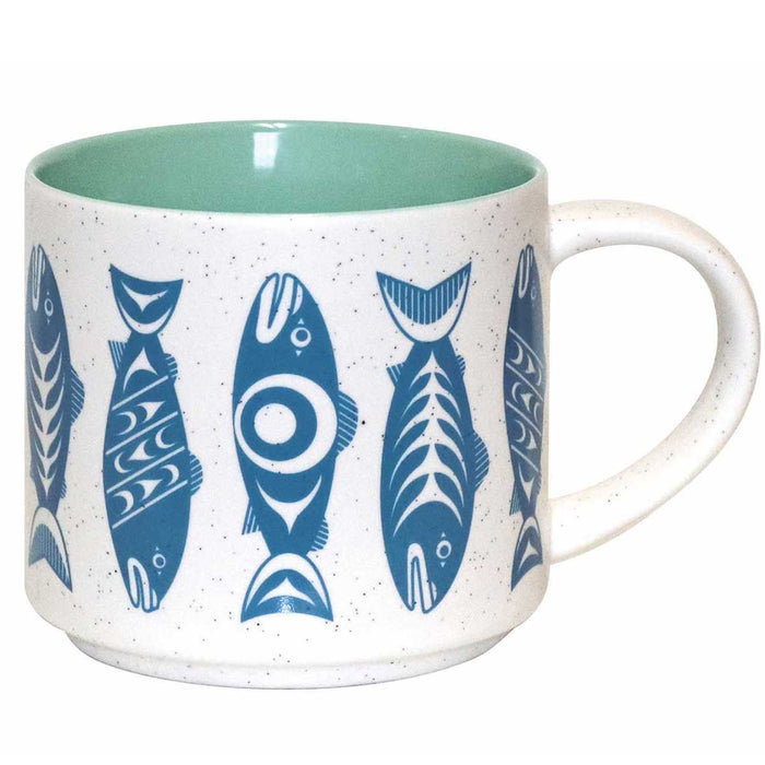 16 oz "Salmon in the Wild indigenous art mug by Simone Diamond Canada