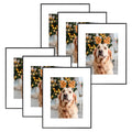 16x20 Metal Picture Frame for 11x14 Picture with White Mat and Real Glass 6 Pack Black