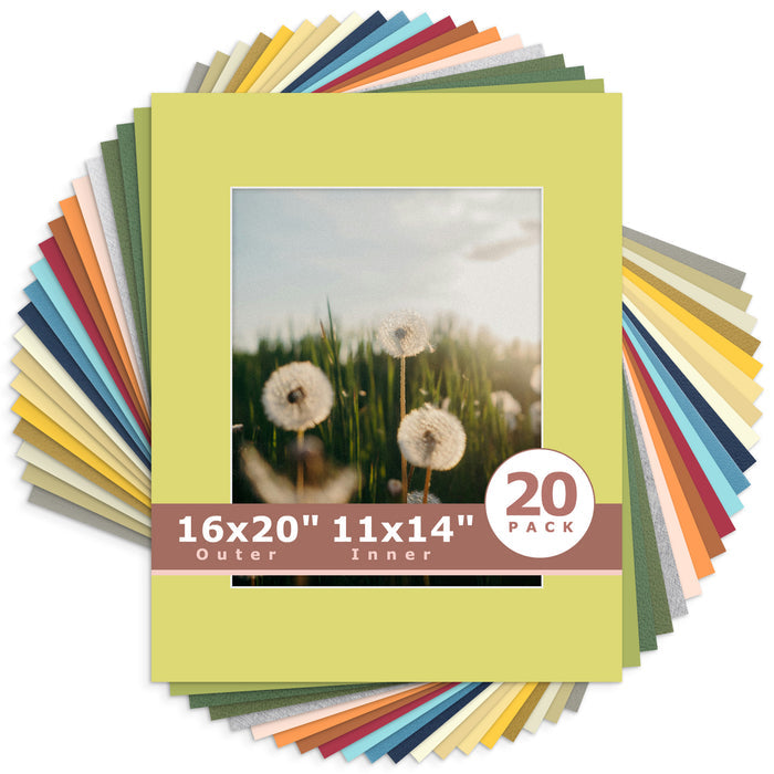 16x20 Mixed Color Mats For 11x14 Picture-Pack of 20