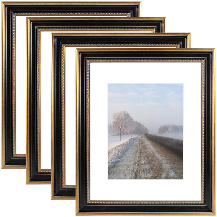16x20 Photo Frame with White Mat for 11x14 Picture Ornate Gold/Black (4 Pcs Per Box)