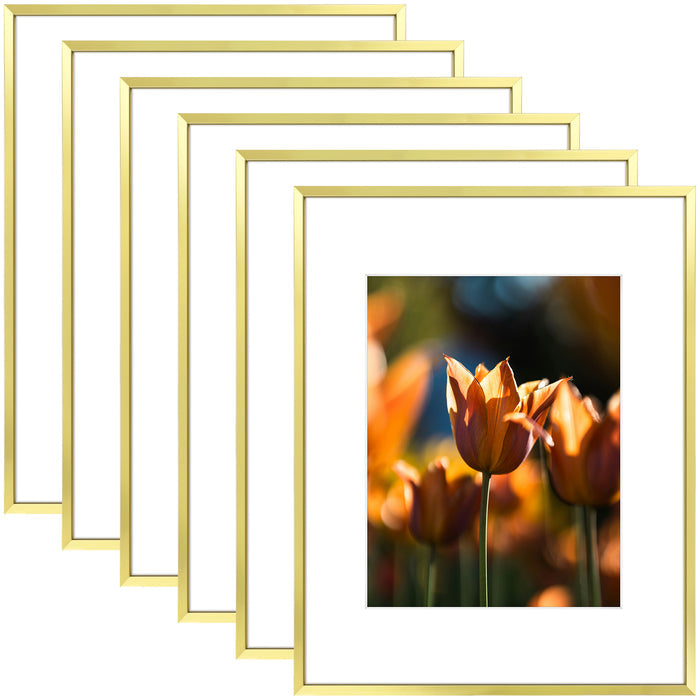 16x20 Picture Frame For 11x14 Photo With White Mat and Plexiglass (6 Pcs per Box) Gold