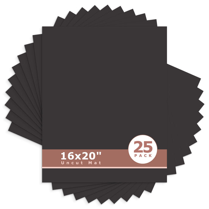 16x20 Uncut Mat Boards - Pack of 25 Black