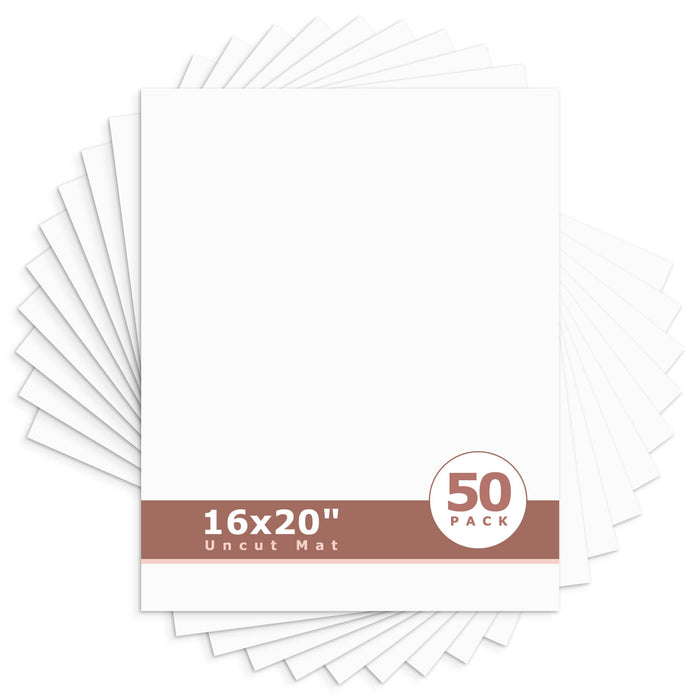 16x20 Uncut Mat Boards - Pack of 50 White