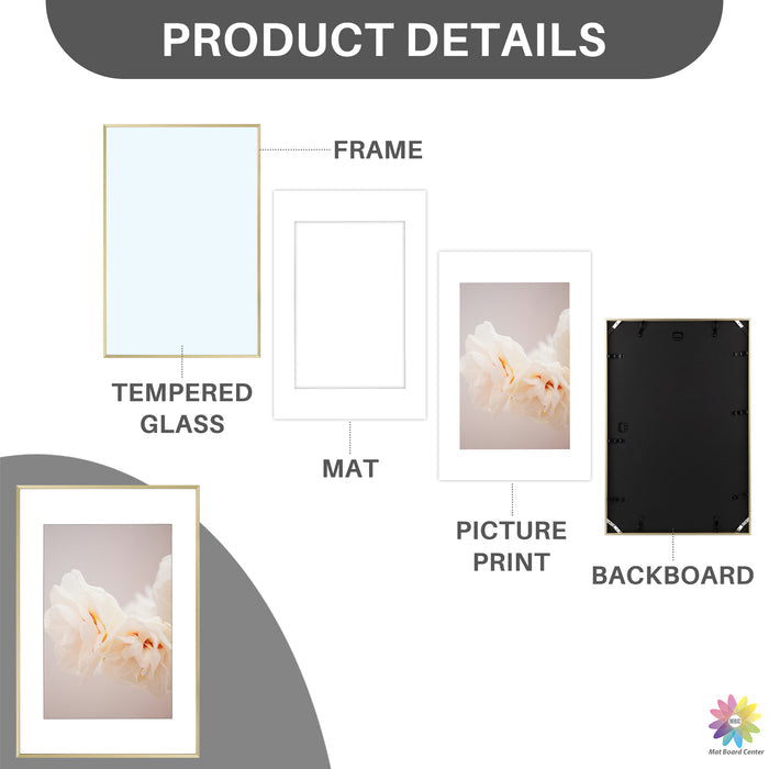 16x24 Aluminum Picture Frame with White Mat for 12x18 Photo (6 Pcs Per Box)
