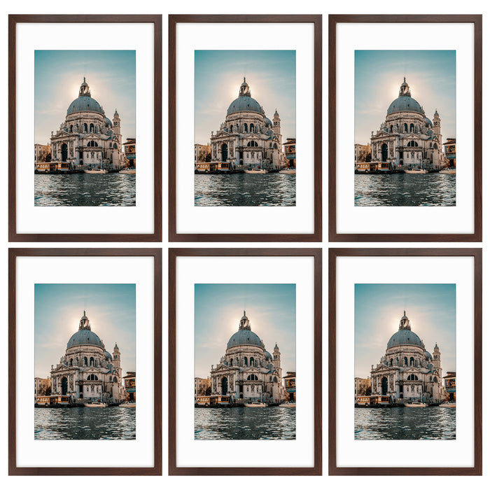 16x24 Picture Frame with White Mat for 12x18 Photo (6 Pcs Per Box) Brown