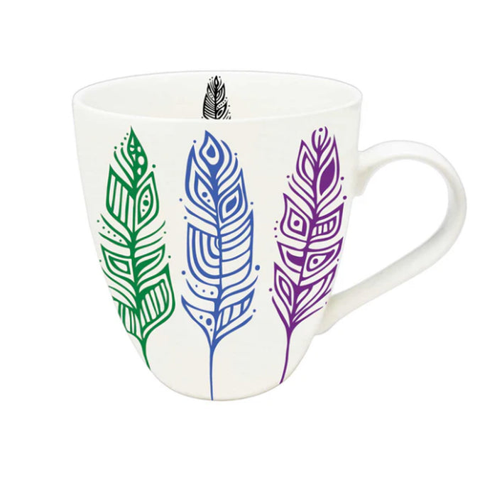 18 oz Pride Feathers indigenous art mug by Patrick Hunter Canada