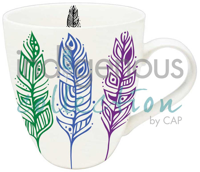 18 oz Pride Feathers indigenous art mug by Patrick Hunter Canada