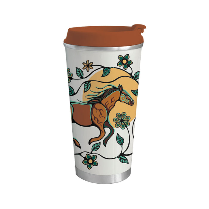 18 oz Travel indigenous art mug by Storm Angeconeb Canada